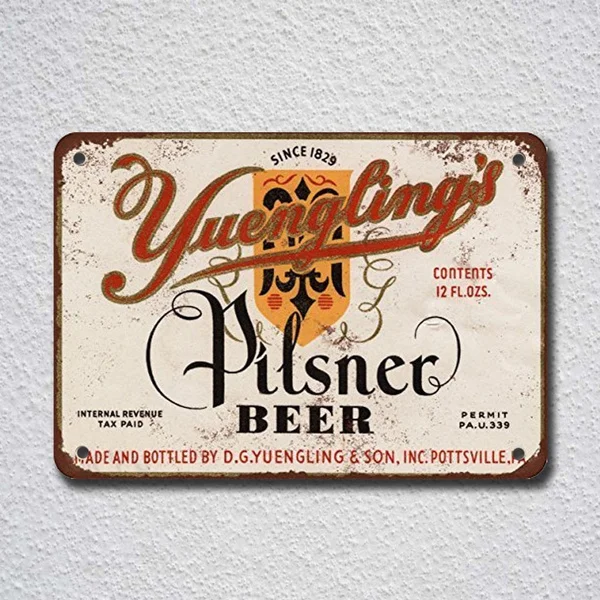 

Yuengling's Pilsner Beer Vintage Look Tin Sign Metal Sign Metal Poster Metal Decor Metal Painting Wall Sticker Wall Sign