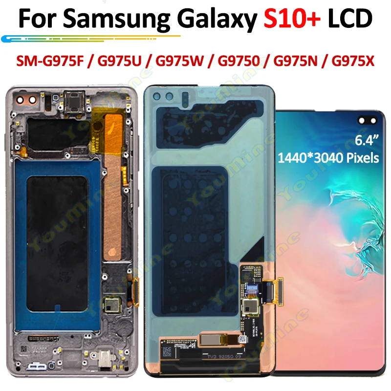 AMOLED для SAMSUNG S10 Plus G973 ЖК-экран + сенсорная панель дигитайзер Galaxy S10plus G975 LCD |