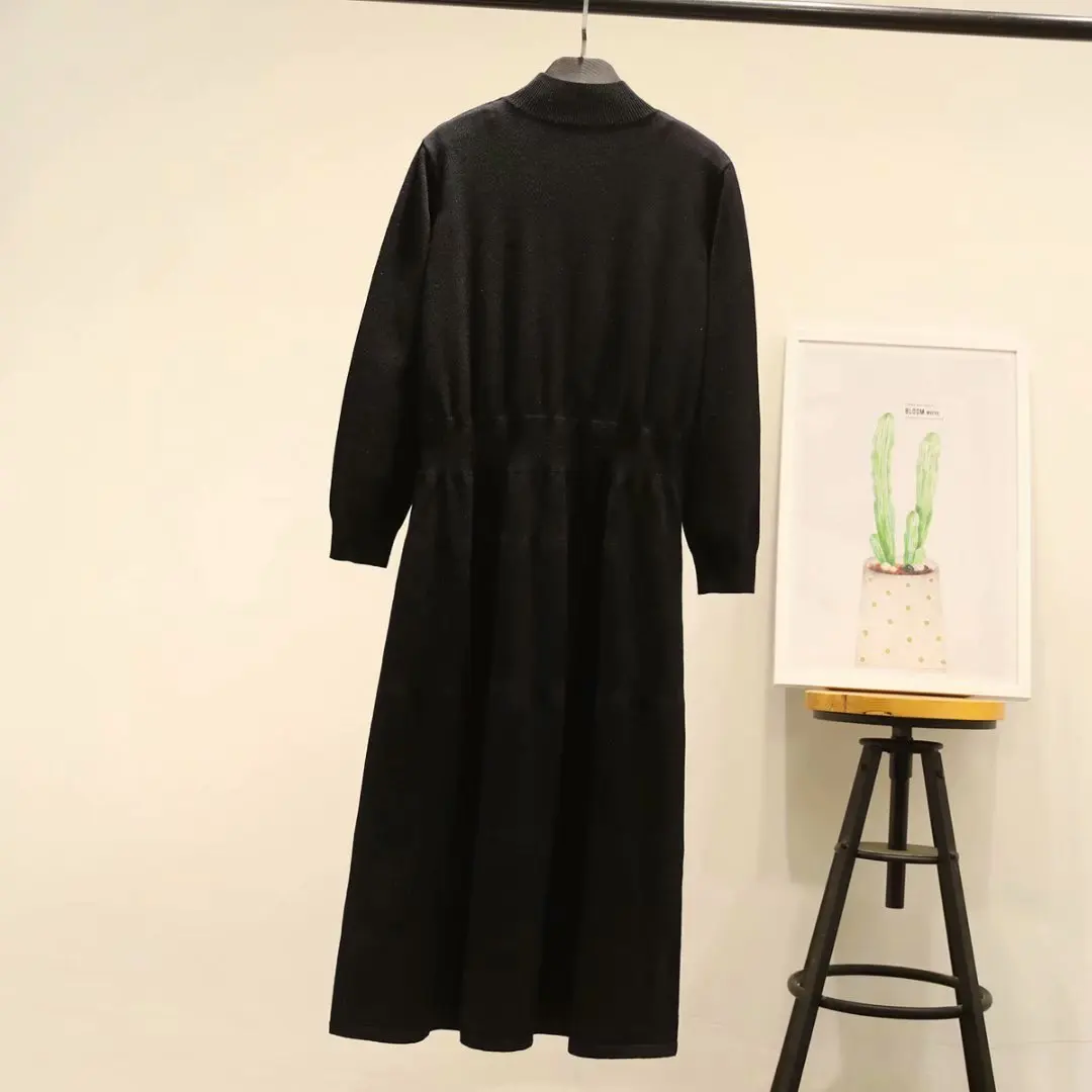 Большие размеры вязаные платья для женщин модное и повседневное осенне-зимнее