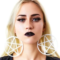 trendy acrylic big round pentagram drop earrings for women pink circle star dangle earrings