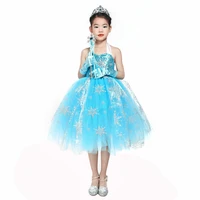 sequin child froze elsa dress for kids cartoon snowflake princess dress girl birthday party girl clothes set summer girls dress