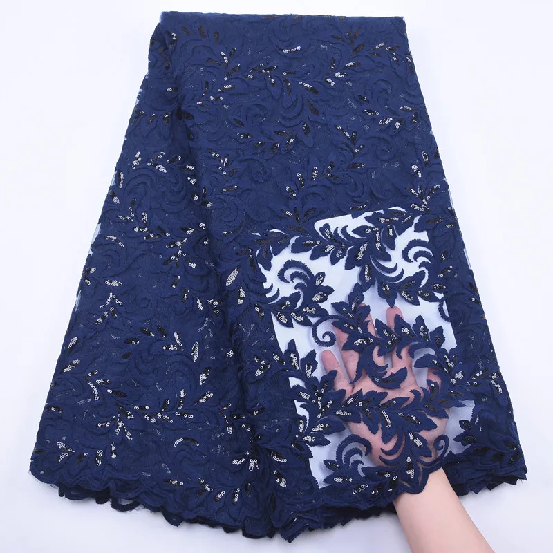 Новое поступление Высококачественная африканская кружевная ткань с блестками