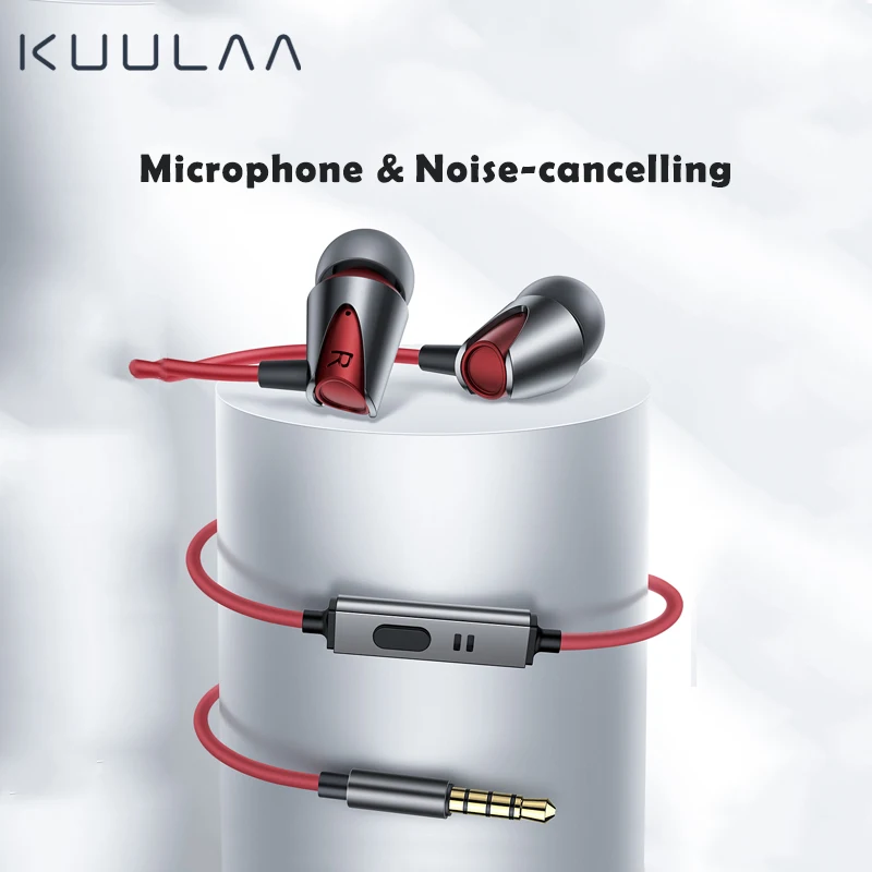 KUULAA спортивные наушники в ухо НЧ проводная гарнитура 3 5 мм разъем для iPhone 6 Xiaomi