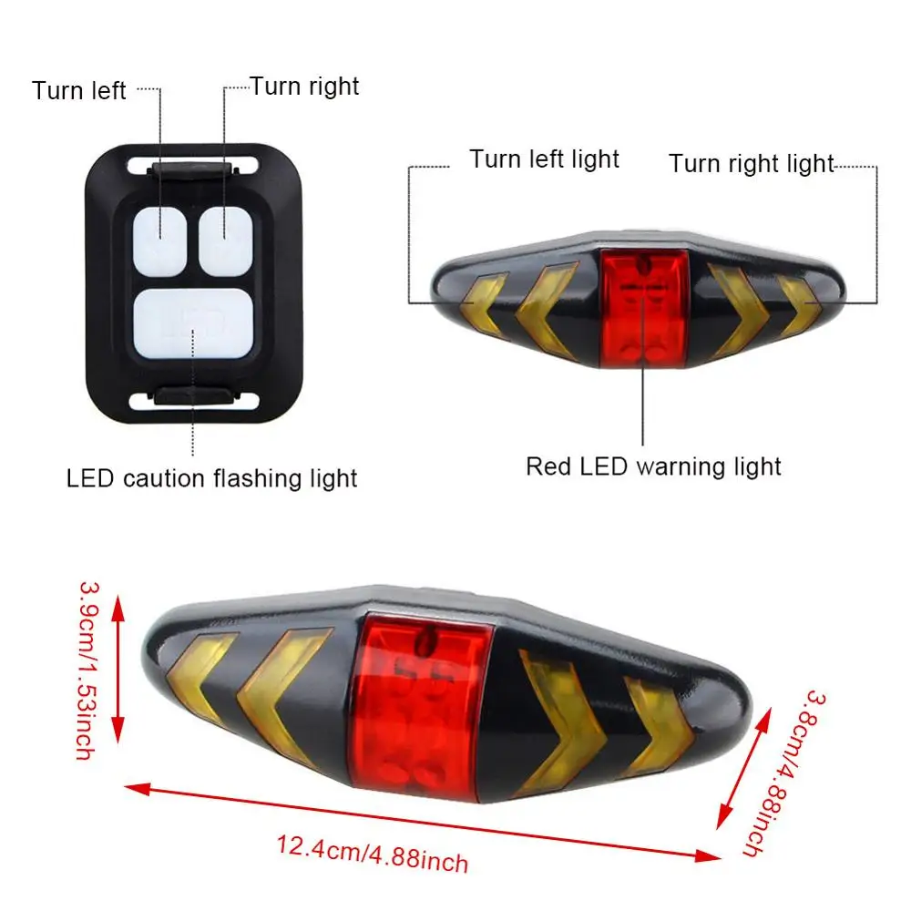 

USB Rechargeable Bicycle Turn Signal Light Wireless Remote Mountain Bike Taillight Flashing Headlight