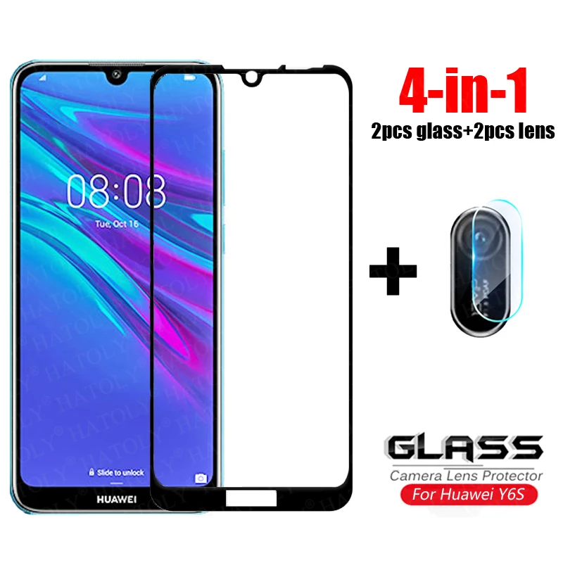 

4-in-1 For Glass Huawei Y6S Tempered Glass Y5 Y6 S Y9S Y9a Y7a Camera Lens Screen Protector Full Cover Glass for Huawei Y6S 2020