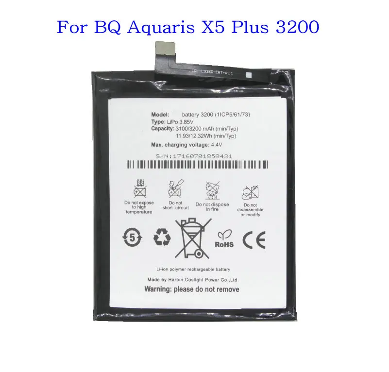 10 шт./лот 3200 мАч Сменный аккумулятор для телефона BQ bq3200 bq Aquaris X5 Plus перезаряжаемые
