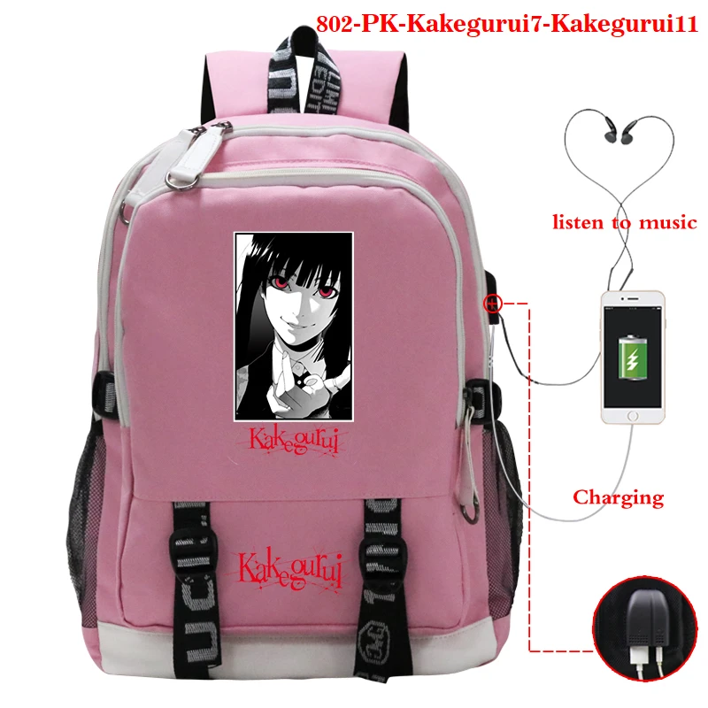 

Men's School Bags Anime Kakegurui Backpack Boys Girls USB Charging Travel Laptop Backpacks College Students Kakegurui School Bag