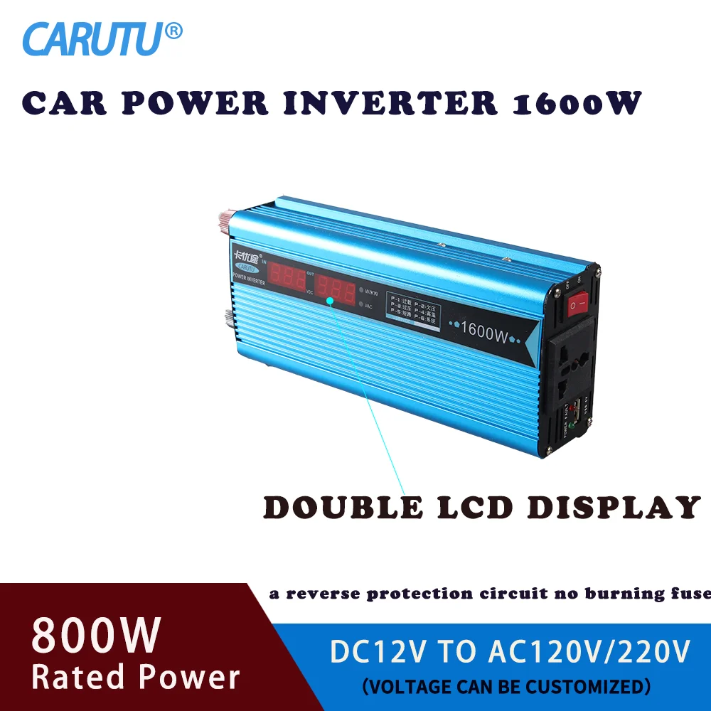 

1500W Power Inverter 12VDC to 220VAC Modified Sine Wave car inverter DC to AC converter with intelligent LCD display with USB