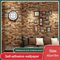 wallpaper 3d retro three dimensional brick pattern red brick waterproof wallpaper self adhesive wall sticker restaurantwallpaper