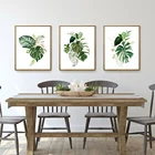 Постеры с изображением тропических листьев, листьев монстеры, пальмы, банана, Картина на холсте, зеленые листья, настенное украшение для гостиной