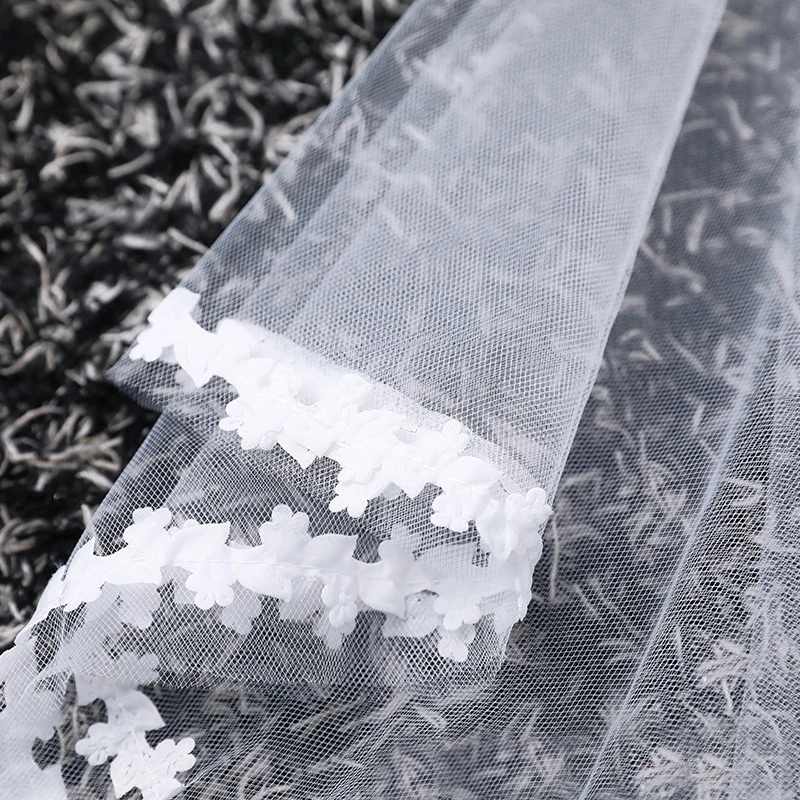 Свадебные аксессуары белая вуаль один слой модная кружевная платье для девочек