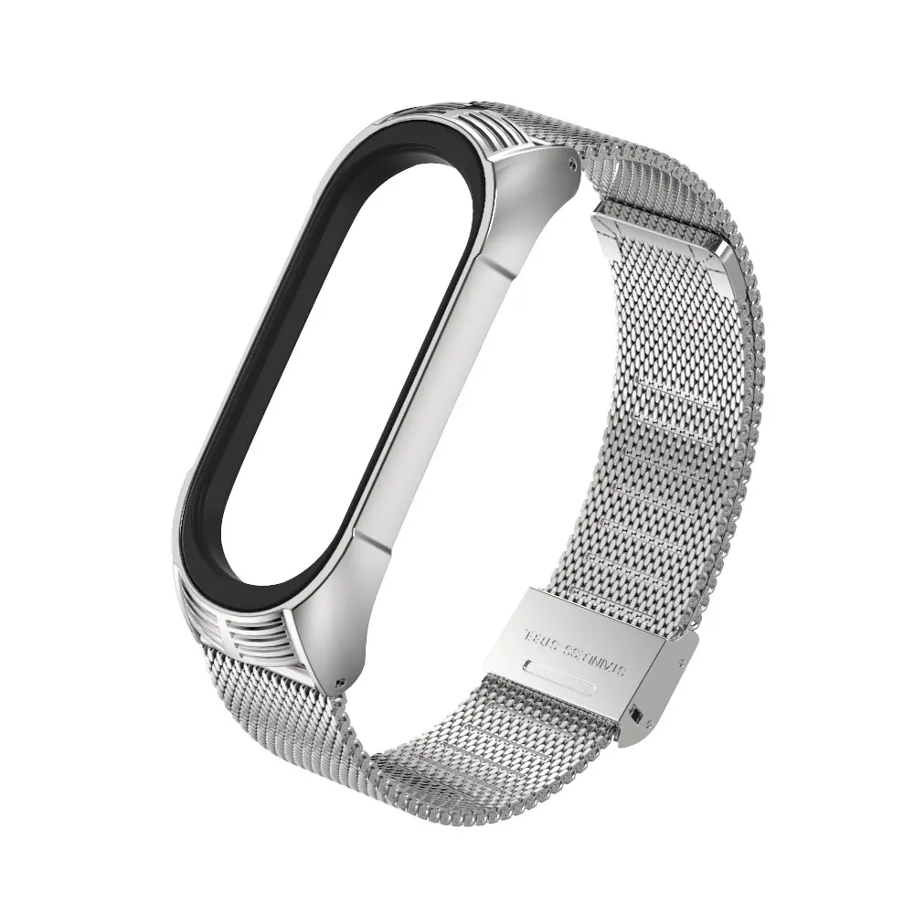 silver Mi Band 4 ремешок для Xiaomi mi Band 4 Металлический Безвинтовой браслет из нержавеющей стали mi Band 3 ремешок TF браслет mi band 4 3 Correa mi jobs дизайн - Цвет: silver