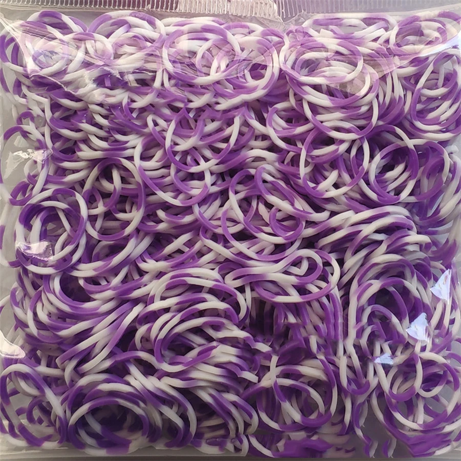 Purple-white 600 эластичные резиновые браслеты разных цветов, детские домашние браслеты для плетения, браслеты для женщин - Окраска металла: Purple-white