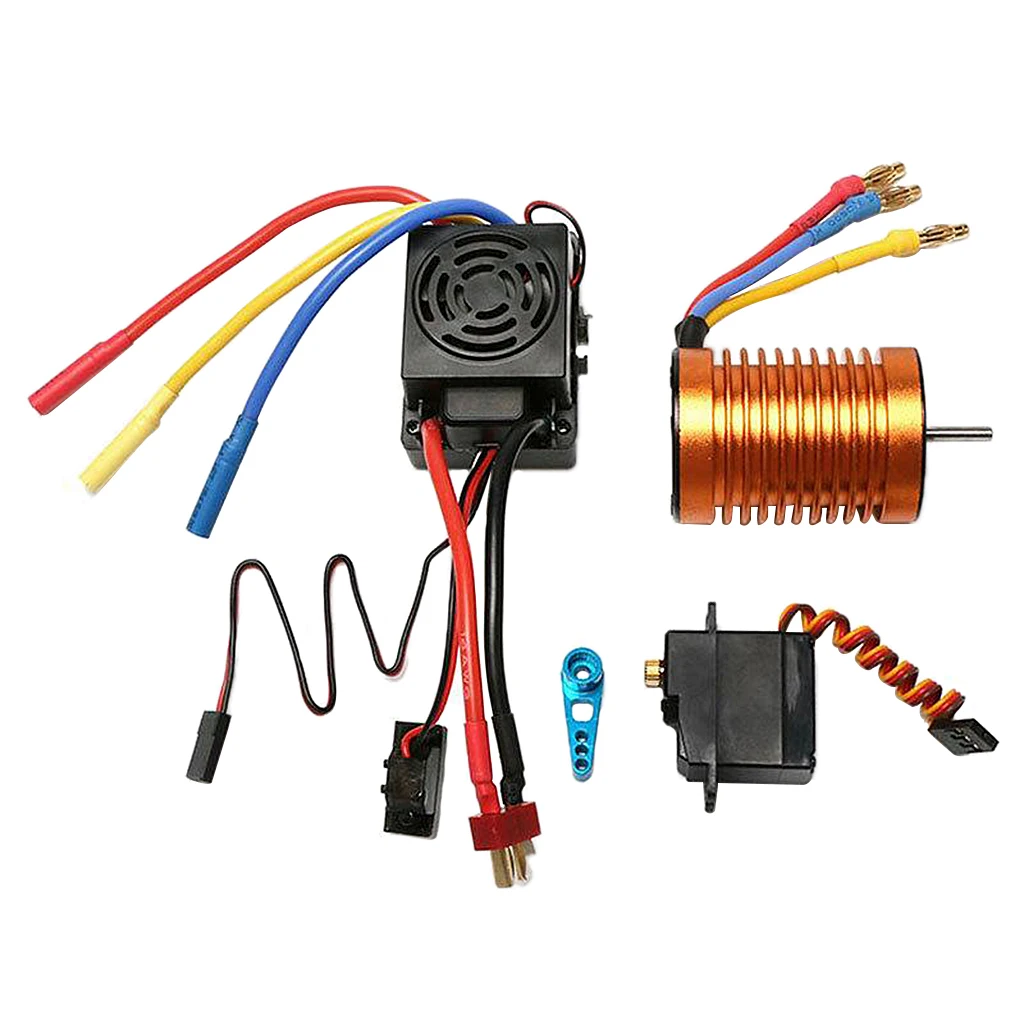 

3650 4370KV Brushless Motor 60A ESC Steering Gear and Steering Gear Arm for Wltoys 12428 RC Parts Accessories