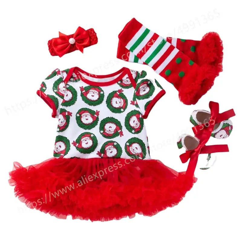 

Toddler Kids Baby Girls Christmas Clothes Short Sleeve Santa Reindeer Princess Dress Ruffle Skirt 1 2 Year Birthday Dresses