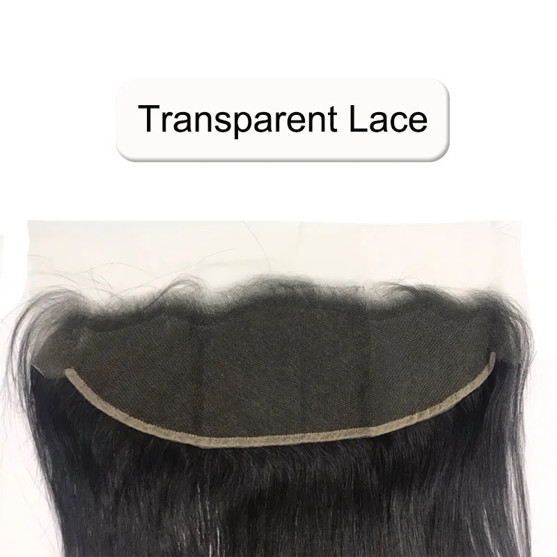 Transparent Lace Швейцарские HD прозрачные 13x4 Кружева Фронтальная Закрытие прямые бразильские необработанные девственные человеческие волосы от уха до уха плотность предварительно выщипанные - Закрытие Цвет: Transparent Lace
