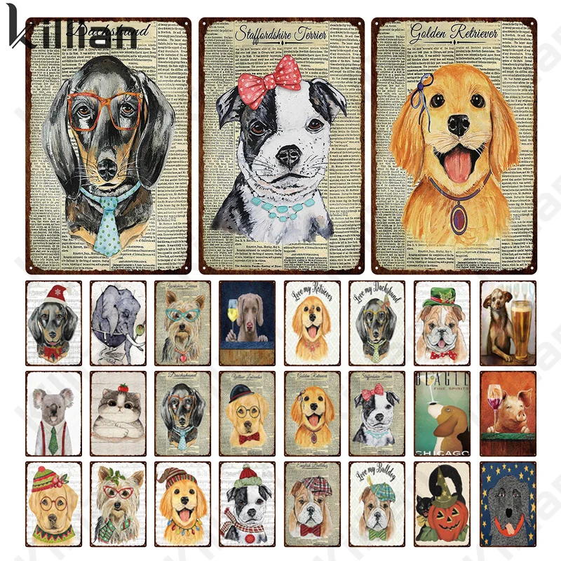 

Металлическая пластина для животных, Постер в пасторальном стиле для украшения дома, спальни, гостиной, кошки, собаки