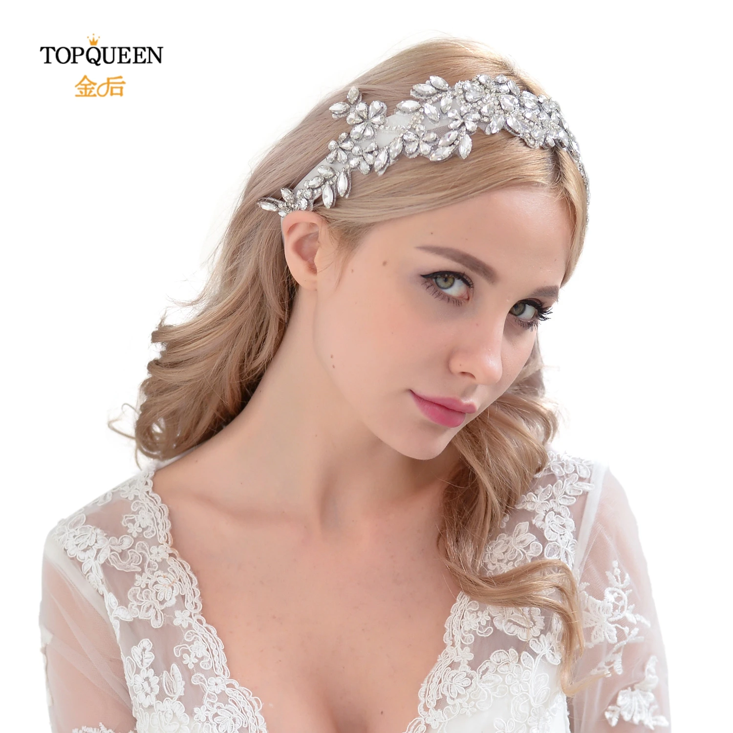 TOPQUEEN H283 классические свадебные повязки на голову с Стразы и со стразами лента для