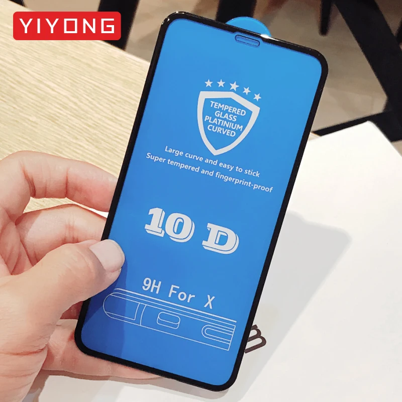 25 шт./лот YIYONG 10D полное покрытие для iPhone 11 Pro Max закаленное стекло X XS Защита экрана 12