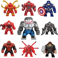 new avengers hulk spiderman iron anime figure venom 2 wolverine super heroes building blocks toys for children boy girls gift