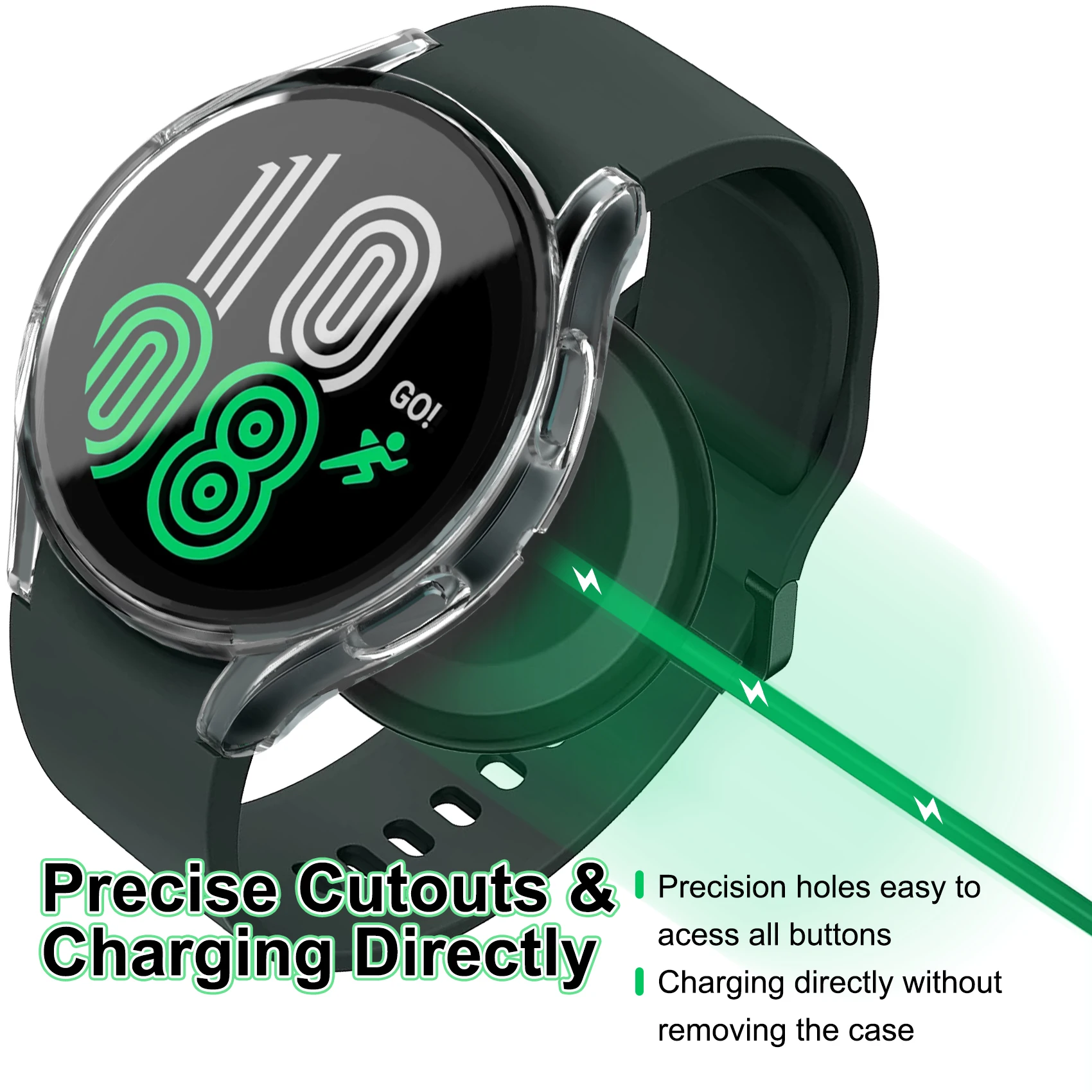 Protective Case for Samsung Galaxy Watch 4 40mm 44mm, Soft TPU Cover Bumper Full Screen Protector for Galaxy Watch4 Accessories