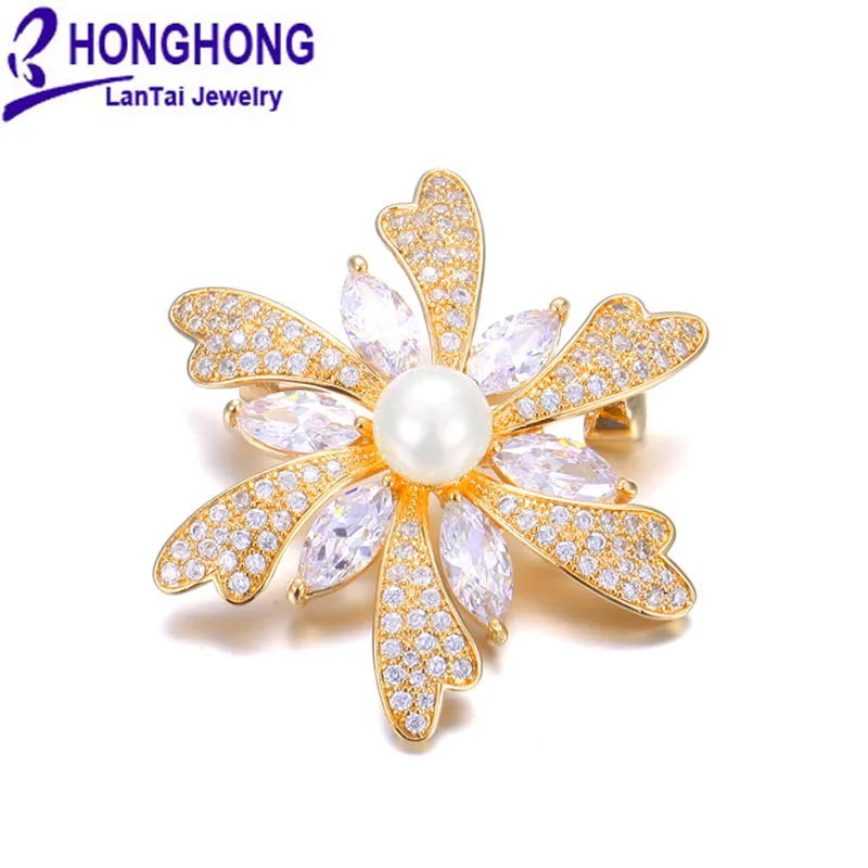 

HONGHONG High Quality pearl brooches for women pins and broches flower Women Dress broche fashion Jewelry