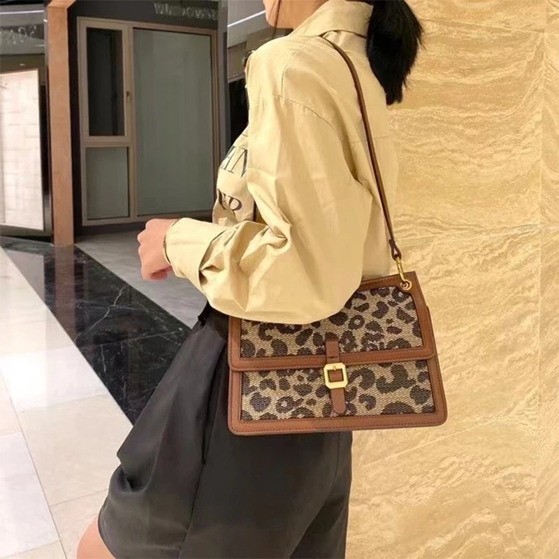 

Leopard Vintage Fashion Shoulder Bags for Women Brand Desinger Flap Vintage Female Side Bag Party Ladies Purses and Handbags New