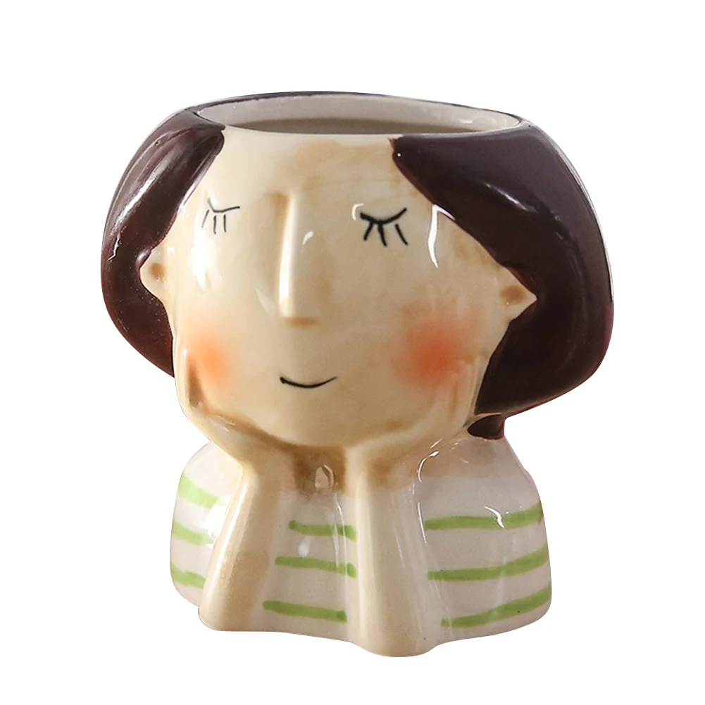 Милые девушки резьба цветочный горшок мультфильм сочные ящик для комнатных