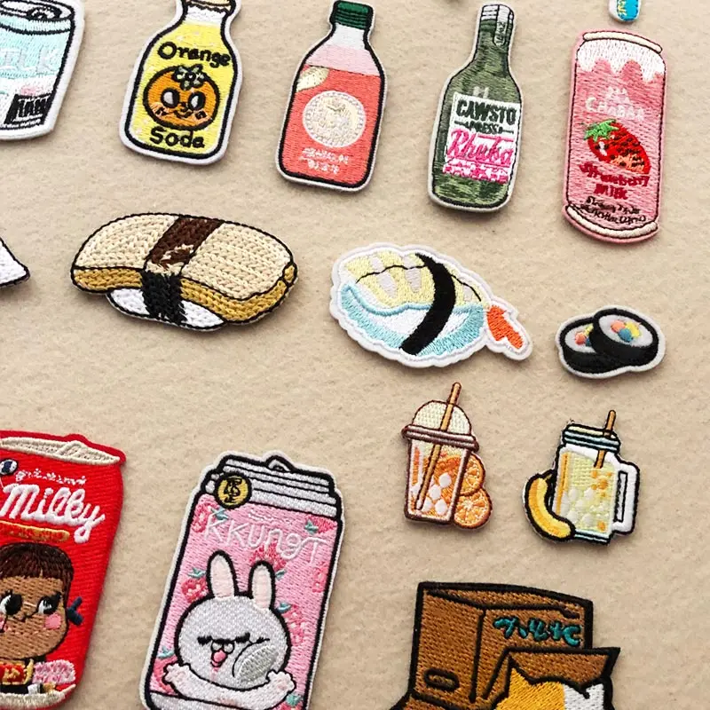 

Prajna Japanese Style Patches Cartoon Bottle Embroidered Patches For Clothing DIY Iron On Stripes Patches On Kids Jacket Clothes