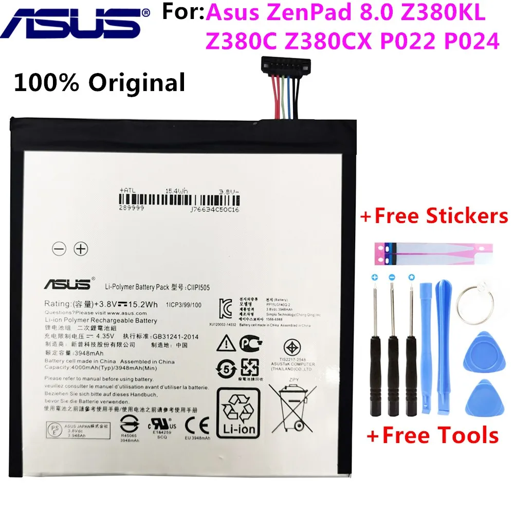 Original ASUS C11P1505 Tablet PC Battery For Asus ZenPad 8.0 Z380KL Z380C Z380CX P022 P024 4000mAh+Free Tools | Мобильные телефоны