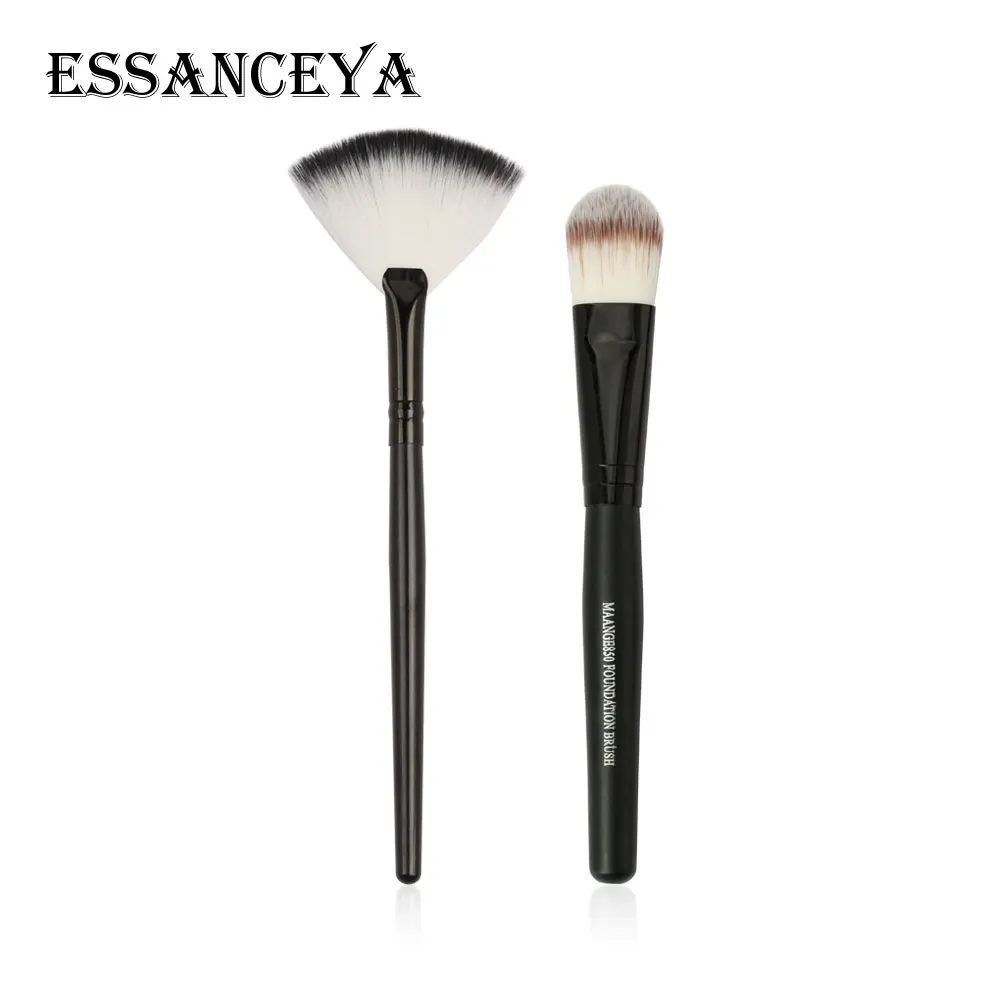 Black ESSANCEYA, нейлоновая Кисть для макияжа с наклонной головкой, контур для лица и щек, косметическая пудра, основа для нанесения румян, Угловая Кисть для макияжа, набор кистей для макияжа - Handle Color: Black