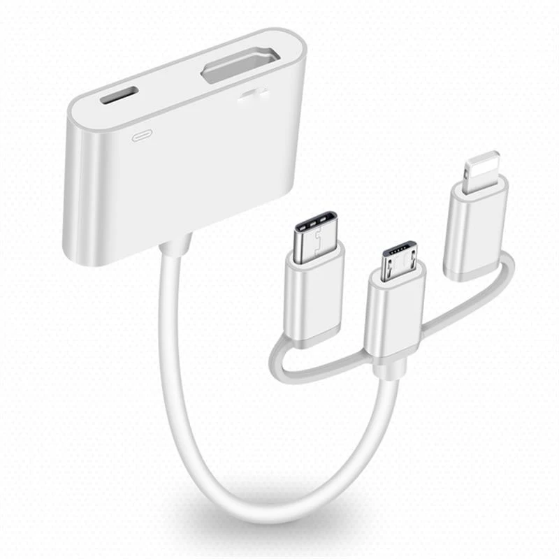

3 in 1 HDMI-Compatible AV Adapter - Lightning To 1080P HDMI-Compatible Video Adapter Cable for IOS Android Micro USB Type C