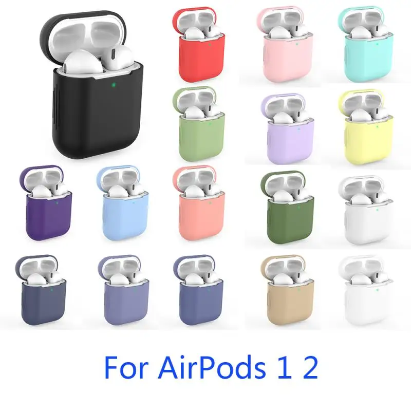 

For Apple Airpods 1 2 Soft Silicone Earphone Cases Headphone Cover For Apple Airpods 1 2 Charging Box Bags Colorful Shockproof