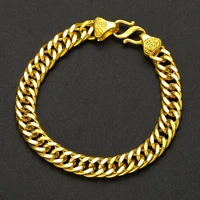 24k gold plated bracelet for mens brass gold plated blessing buckle horse whip bracelet jewelry accessories charm holiday gift
