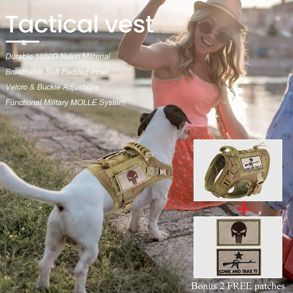 Arn&eacute;s t&aacute;ctico de entrenamiento para perros, chaleco de trabajo al aire libre, MOLLE militar ajustable con mango de goma, ropa para cachorros-1