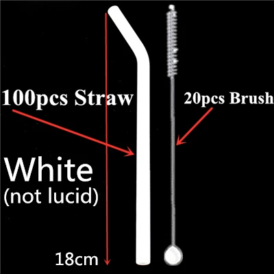100 straw - 20 brush 100 шт многоразовые стаканы для питья 18 см х 8 мм для смузи, чая, сока- 10 упаковок с 20 щетками для чистки - Цвет: 100 straw - 20 brush