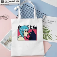 anime style graphic print shopping bag tote bags shoulder bag canvas bags large capacity college handbagdrop shipping