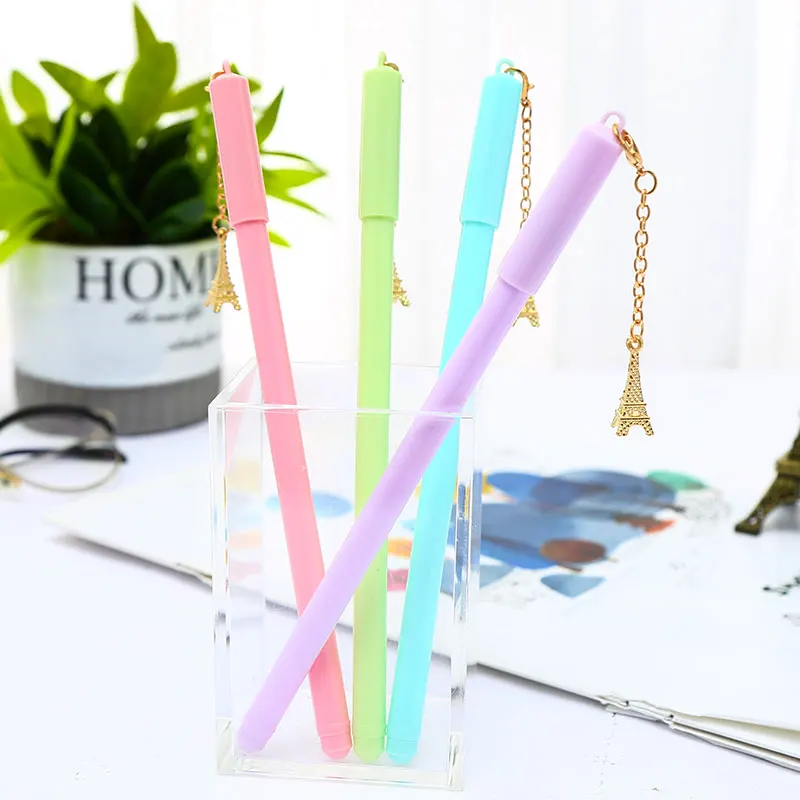Корейские милые кавайные Эйфелева башня Париж гелевые ручки черные голубые