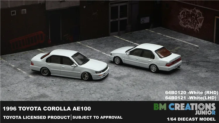 

New 1/64 Scale Toyotaa 1996 Corolla AE100 White Miniature Car by BM Creations JUNIOR Diecast toys 3 inches For Collection Gift