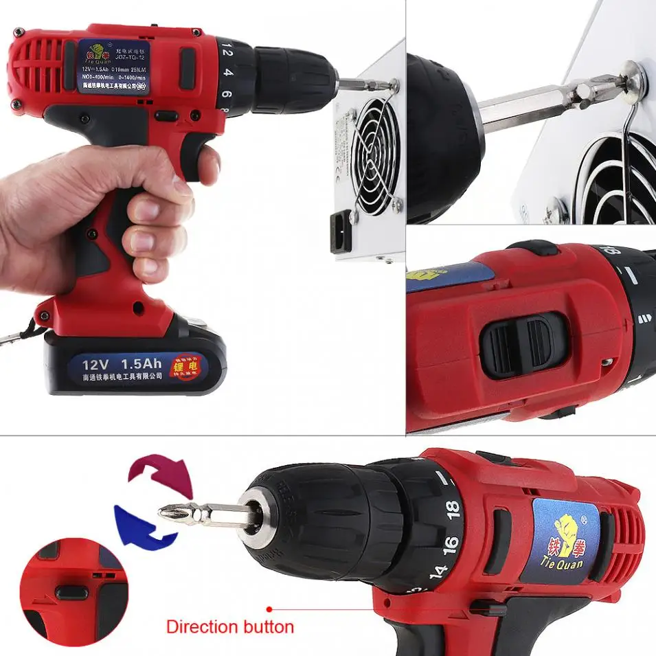 Беспроводная электрическая дрель 12 В отвертка с литий ионным аккумулятором