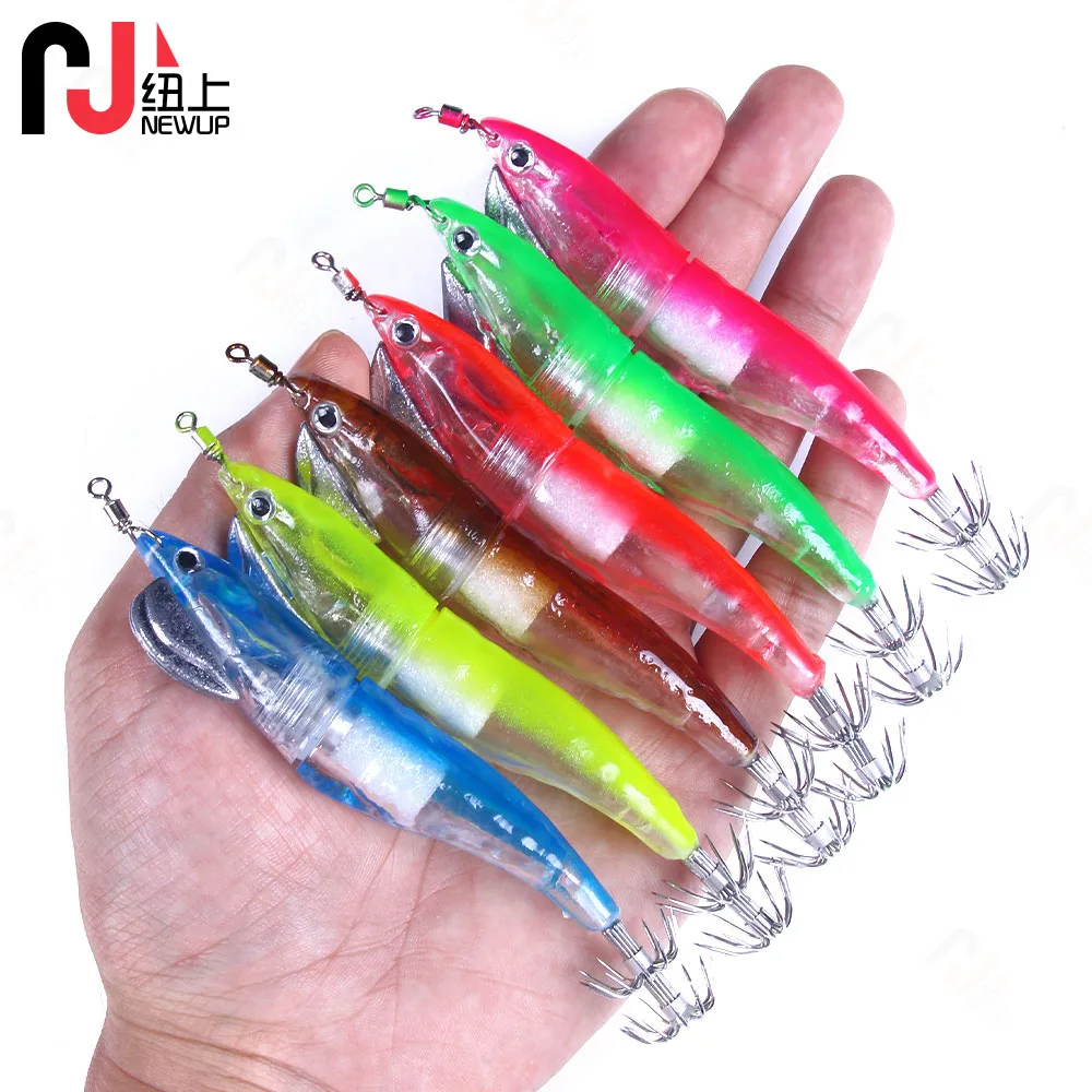 1PCS 12.8CM 18.4G Flashing LED Fishing Lure Flash Light Luminous Squid Jig Shrimp Bait Night Fishing Lure