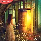 HUACAN 5D DIY Алмазная Картина Пейзаж Алмазная мозаика двери камни в форме ромбакруглая Алмазная вышивка крестиком Декор для дома с лесным пейзажем