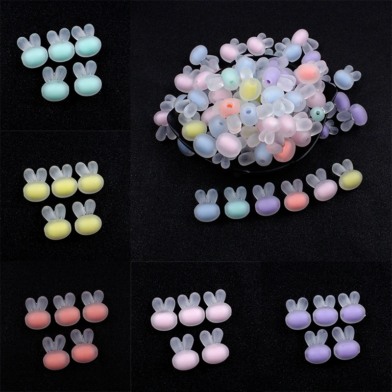 Cute Cartoon Frosted Animal Rabbit Head Shape Loose Spacer Acrylic Beads for Jewelry Making Handmade Bracelets Accessories |