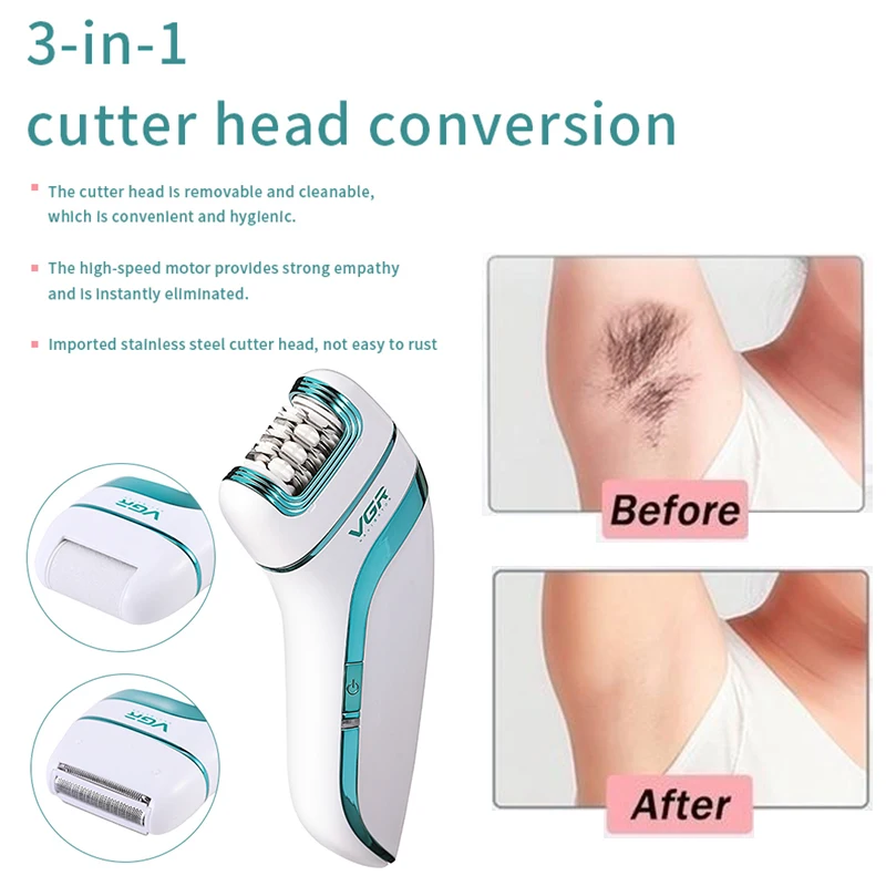 Вгр 3 в 1USB Перезаряжаемые Для женщин Эпилятор безболезненно леди бритва триммер
