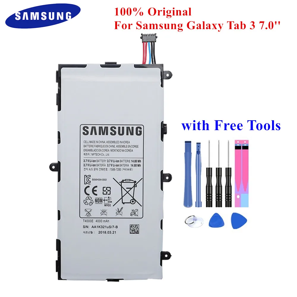 100% Оригинальный аккумулятор T4000E для Samsung Galaxy Tab 3 7 0 SM T211 T210 T215 T210R T217A T2105 GT P3210 P3200 4000