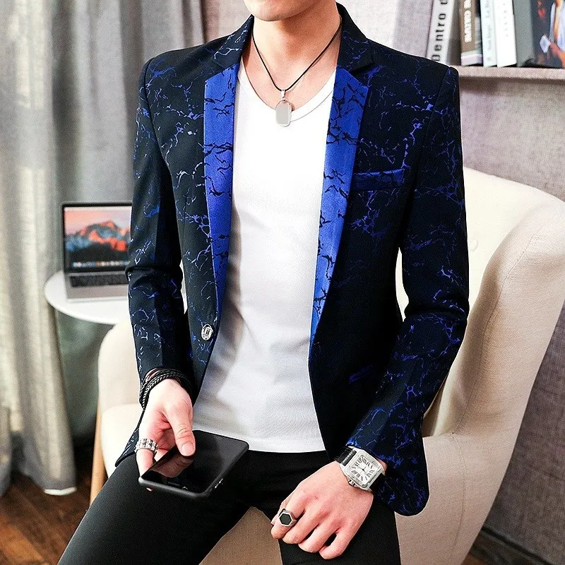 

Men Fashion Single Button Blazer Brand Long Sleeve Casual Thin Suit Jacket New Embroidery Formal Coat Male Black M-3XL