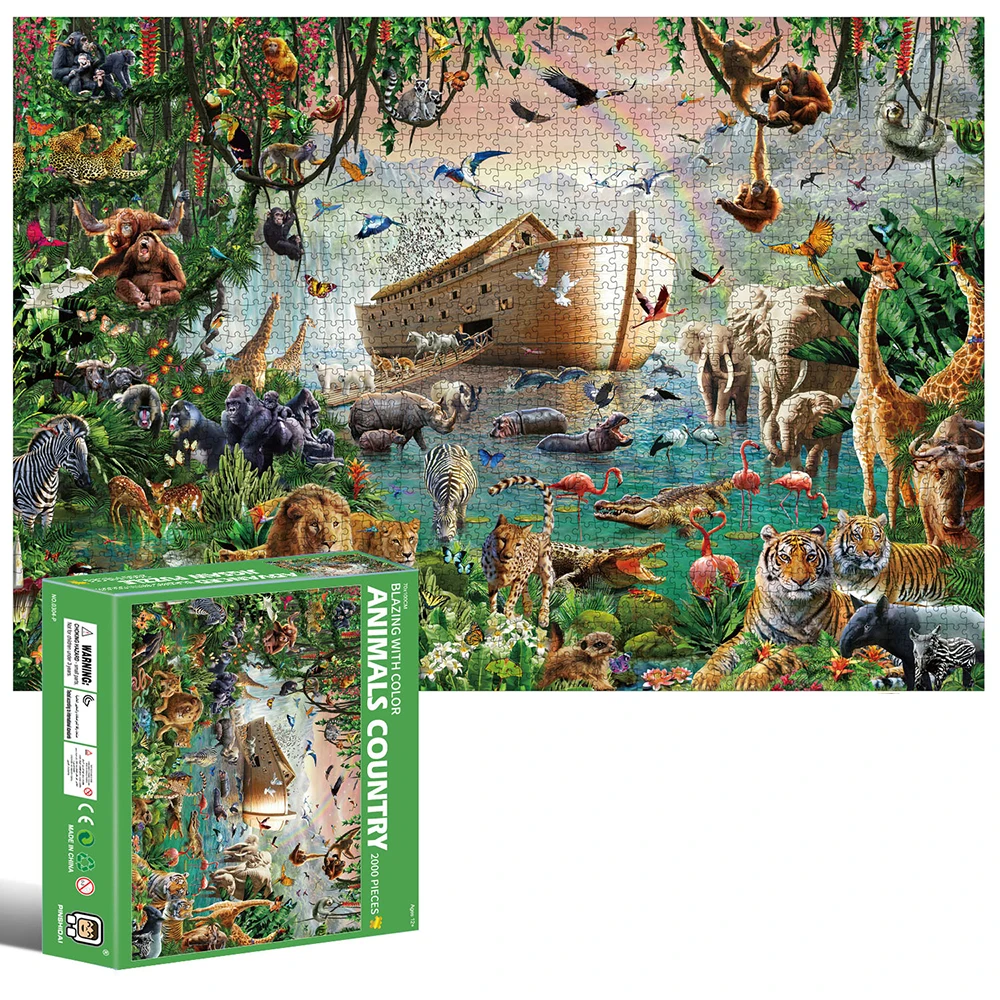 New 2000 Piece Puzzle Difficult Large Animal 70x100cm Creative Decompression Interactive Toy Game Jigsaw Forest Shark Basketball