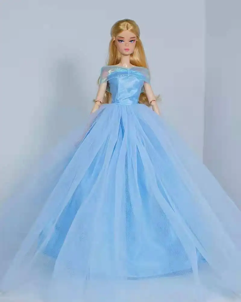 

1/6 Fashion Blue Lace Dresses Princess Wedding Gown for Barbie Doll Clothes Outfits 11.5" Dolls Accessories Kids & Baby DIY Toys