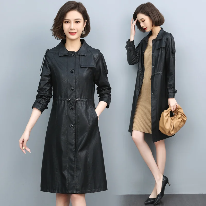 

Куртка женская кожаная на пуговицах, длинный приталенный Блейзер из искусственной кожи, модная мотоциклетная одежда, весна