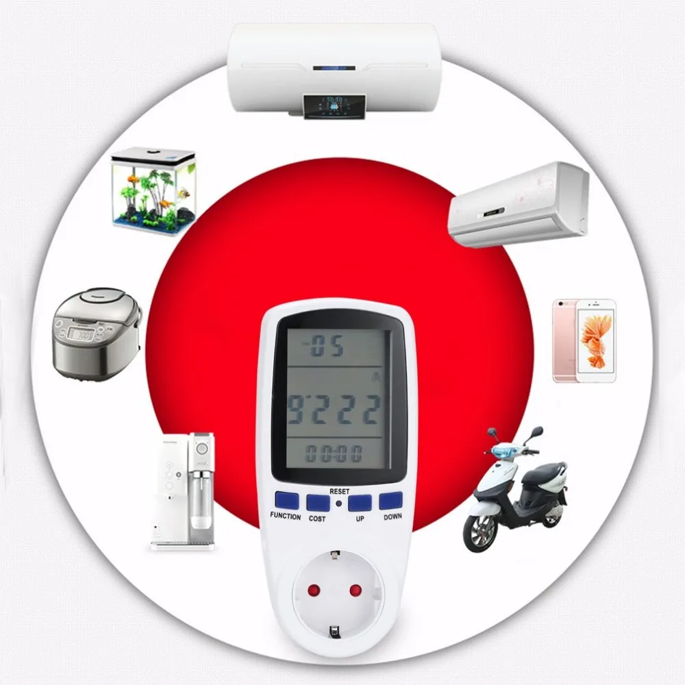 Power Energy Meter Digital Wattmeter KWh Watt Volt Amp Time electricity Cost Factor Monitor Socket Analyzer 220V EU | Дом и сад